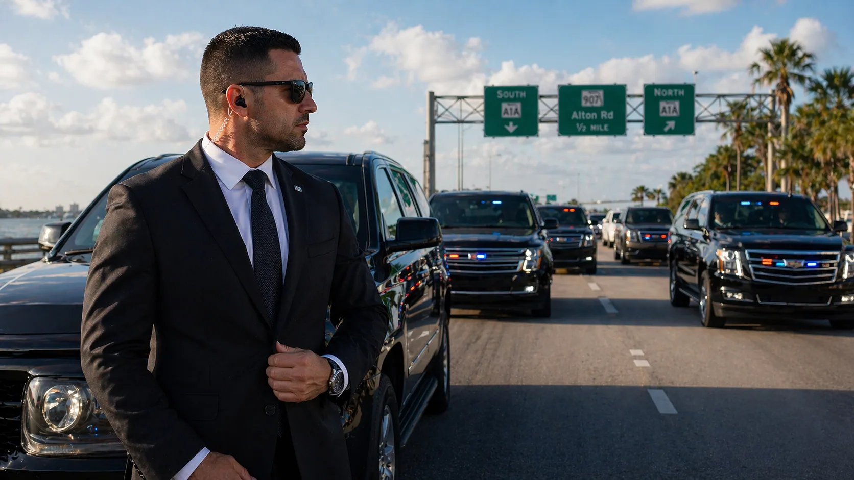 Multi-vehicle motorcade operation for a high-profile principal