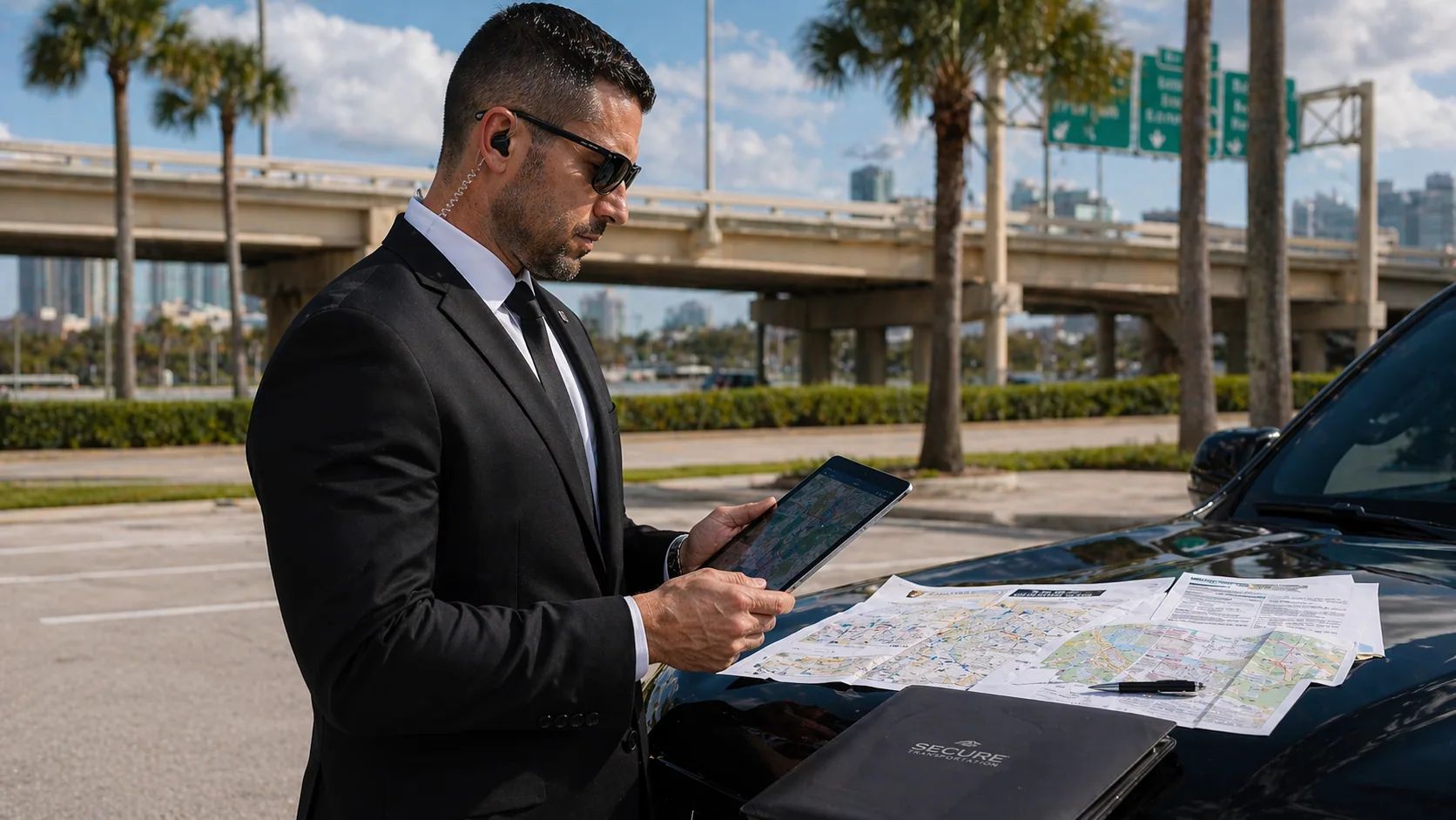 Route planning and advance work for a secure executive movement