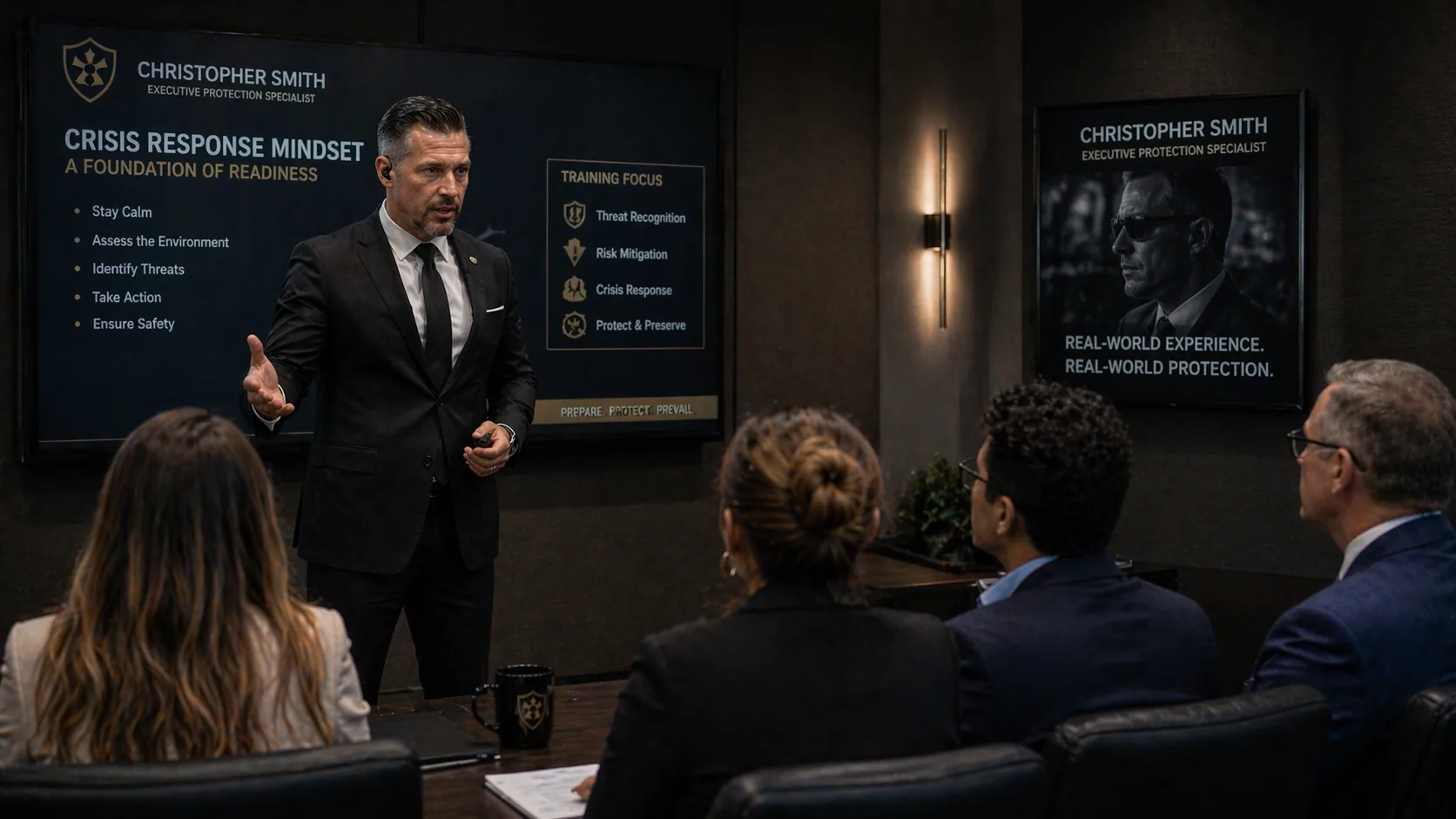 Certified combat-tested instructor leading executive security training