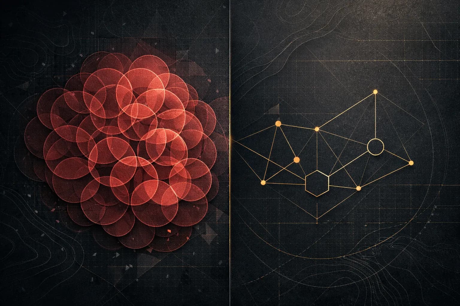 Abstract conceptual diagram showing low visibility female operator integration in family environments versus high visibility male operator presence