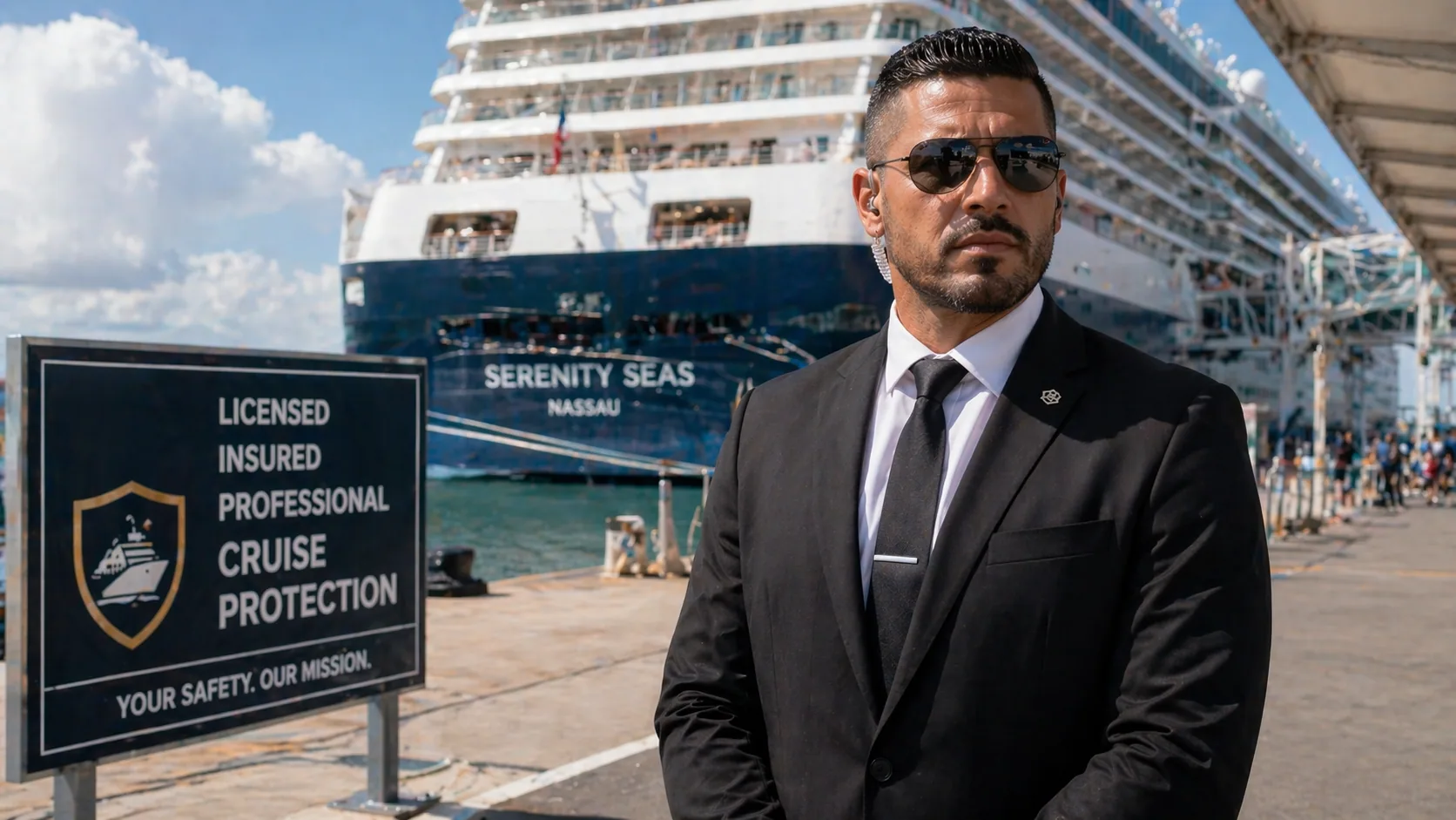 Florida Class B licensed cruise protection operators at a cruise terminal