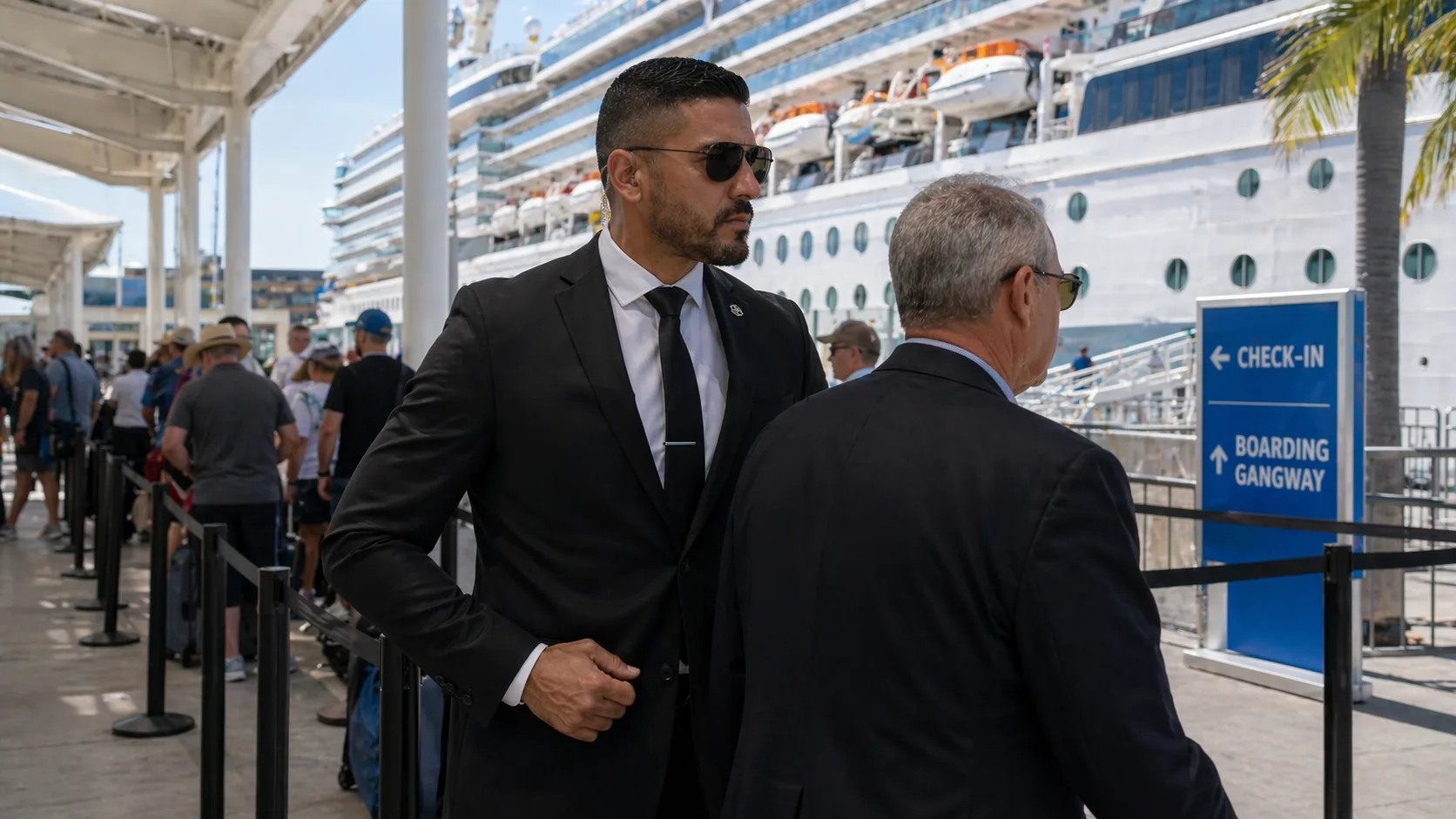 Port embarkation and debarkation security at a Florida cruise terminal